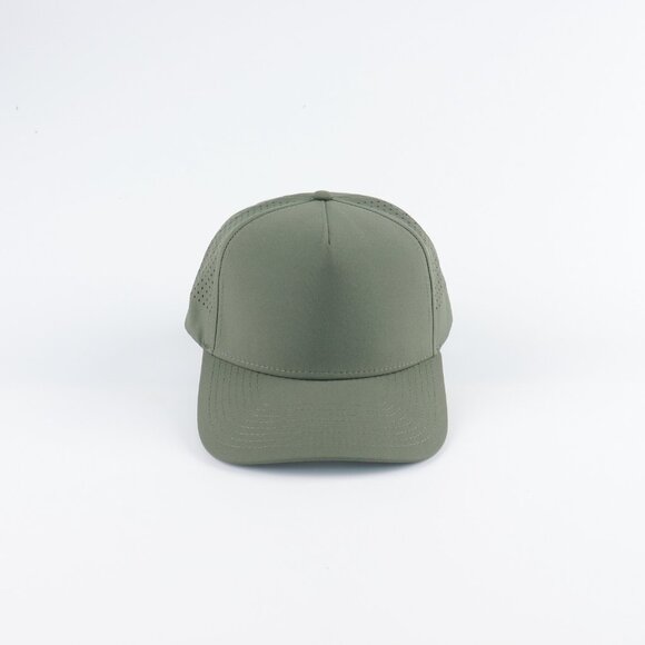 Blank 5 Panel Performance Structured Hats- 12 pack in Color Green - Picture 6 of 7